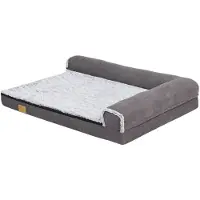 Happyment Hundenbett Noire Vaylen 120 cm L-Form mit abnehmbarem Kissen – Hunde-Sofa auf Füßen – Weiche Polsterung – Komfortabel und langlebig