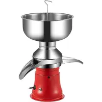Happyment Milchseparator – Elektrisch Zentrifuge – Rahm- und Milchtrennmaschine – Butter Maker – 50L/h – Edelstahl – Rot & Silber