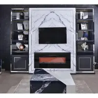 AEA Luxus Wohnwand RTV Lowboard TV Ständer Grau Silber Vittine Holz Modern