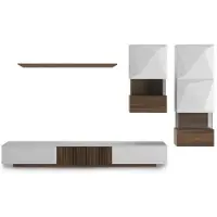 AEA Luxus Walnuss natur Moderne Weiße Wohnwand TV-Ständer Sideboard Wandregale