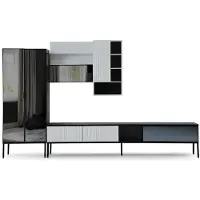 AEA Wohnwand TV Ständer RTV Lowboard Vitrine Holz Modern Weiß Wohnzimmer
