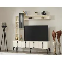 AEA Wohnwand TV Ständer Regal Wohnzimmer Set 4tlg Holzmöbel Modern Wandschrank