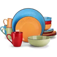 Happyment Aurora Serviesset Sorella – 16-teilig – 4 Personen – Mix Farben – Essteller – Tafelservice – Tiefe Teller – Frühstücksteller – Servies – Küchenservies