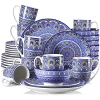 Happyment Marlossa Serviesset – 32-teilig – 8 Personen – Blau – Essteller – Tafelservice – Tiefe Teller – Frühstücksteller – Servies – Küchenservies