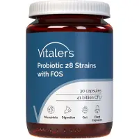 Vitaler's Probiotikum 28 Stämme mit FOS 30 Kapseln – Vegan, Reine Zusammensetzung, Ohne Füllstoffe, Verdauungsunterstützung