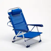 Beach and Garden Design Liegestuhl Strandstuhl Klappbar mit Armlehne aus Aluminium für Strand Gargano - Blau