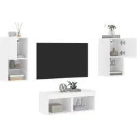 vidaXL BEI CLORIS 4-tlg. TV-Wohnwand mit LED-Leuchten Weiß 2024 Neu7107732