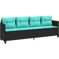 vidaXL Sonnenliege mit Kissen Schwarz Poly Rattan