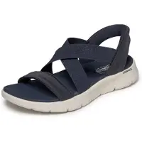 SKECHERS Sandale "GO WALK FLEX SANDAL-GLIMMER UP", Damen, Gr. 37, blau (navy), Textil, Glitzer, Schuhe Sandale, Sommerschuh, Schlupfschuh mit Goga Mat Foatbed