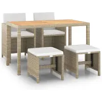 vidaXL 5-tlg. Garten-Essgruppe mit Kissen Poly Rattan Beige