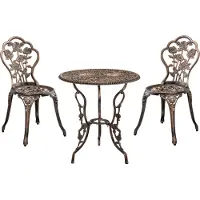 Casa.pro [] Bistro-Set Gußeisen bronze Tisch+ Stuhl Set 3-teilig antik Gartengarnitur