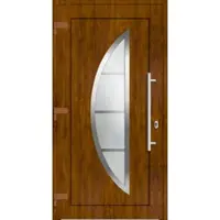 Haustuerenland.de Kunststoff Haustür Halbmond "LIA" 71 mm Golden Oak holzähnlich beidseitig außen öffnend DIN links