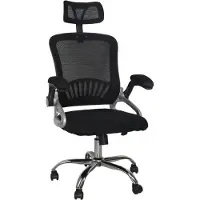 Happyment Ergonomischer Bürostuhl Deluxe – Mit Kopfstütze – Höhenverstellbar – Linnen – Schwarz – Für Erwachsene – Belastbar bis 200 kg