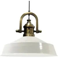 Bamyum Pendelleuchte Metall Ø41 cm, Weiß innen weiß, E27, Vintage Lampe
