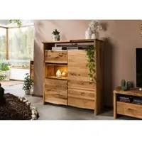 MASSIVMOEBEL24.DE Highboard Wildeiche 131x45x147 natur geölt PURE OAK #703