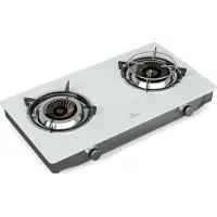 Klarstein Barzona Gaskochfeld, 2-Brenner Edelstahl & Glas, 7,7kW, Tragbarer Campingkocher mit Piezo-Zündung & Flammenausfallsicherung, Kompaktes und Tragbares Design, Wieß