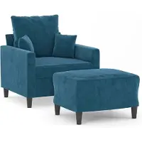 Syfax Sessel mit Hocker Blau 60 cm Samt