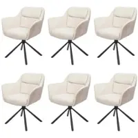 Mendler 6er-Set Esszimmerstuhl HWC-K33, Küchenstuhl Stuhl, drehbar Auto-Position, Stoff MVG Kunstleder, creme