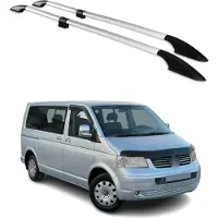 Omtec Dachreling D7522933 Fahrzeugdach beidseitig für VW Transporter V Bus (7HB, 7HJ, 7EB, 7EJ, 7EF, 7EG, 7HF, 7EC) Aluminium