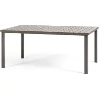 Idea New Garden Srl Rechteckiger Außentisch 180x78 cm, Stahlstruktur und Holzeffekt-Lamellen, 8 Plätze, moderner Stil für Garten oder Terrasse - THOMAS - Beige
