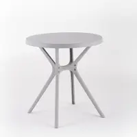 Idea New Garden Srl Runder Tisch Ø70 cm aus Polypropylen mit Glasfaser – modernes, robustes und leichtes Design für Garten, Terrasse, Bars und Restaurants – IVAN – Hellgrau