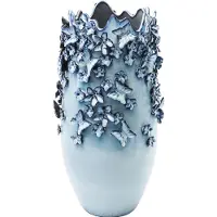 Kare Vase Butterflies, hellblau, Höhe 50 cm, Steinzeug Butterflies, blau, für Wohn- / Esszimmer, Keramik, Design