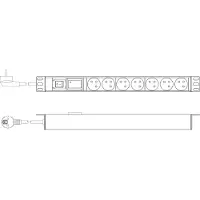 Digitus Steckdosenleiste mit Aluminiumprofil, Überspannungsschutz und Schalter, 7-fach CEE 7/5 Steckdosen, 2 m Zuleitung, Geändert, 1U, Rackmount, Horizontal, Aluminium, Kunststoff, 7 AC-Ausgänge