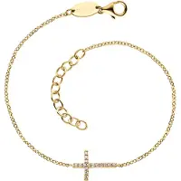 Engelsrufer Silberarmband "Armband Armkette Kreuz", gold (gelbgoldfarben, kristallweiß, kristallweiß), Armbänder, Damen, 20cm, Silber 925 (Sterlingsilber), Silberarmband, mit Zirkonia (synth.)