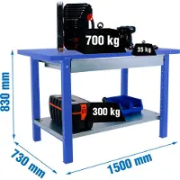 Simonwork (bancos De Trabajo) SIMONWORK BT6L PRO METAL 1BOX 1500 BLAU Werkbank mit Parafuses