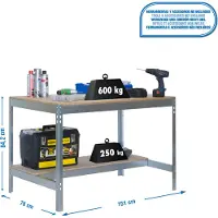 Simonwork (bancos De Trabajo) PROREGAL Werkbank BUFFALO | HxBxT 84x150x76cm | Traglast 600kg | Verzinkt