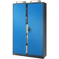 Jan Nowak Aktenschrank abschließbar JAN 5 Ebenen, Flügeltüren | Metallschrank Werkstatt Büroschrank aus Stahl Werkzeugschrank, 185x115x40cm Anthrazit-Blau