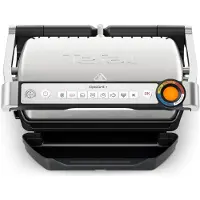 Tefal OptiGrill + GC718D10, Schwarz, Edelstahl, Rechteckig, Tasten, 600 cm², 300 x 200 mm, 1 Zone(n)