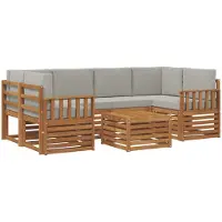 vidaXL Outdoor-Sofagarnitur 7 stk. Natürlich und Hellgrau