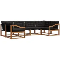 vidaXL Outdoor-Sofagarnitur 6 Stk. Natürlich und Schwarz