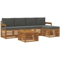 vidaXL Outdoor-Sofagarnitur 6 stk. Natur und Anthrazit