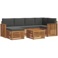 vidaXL Outdoor-Sofagarnitur 7 stk. Natur und Anthrazit Polyester