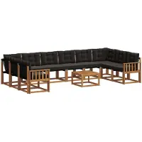 vidaXL Outdoor-Sofagarnitur 11 stk. Natürlich und Schwarz