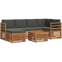 Syfax Ecksofa Set 7 pcs Natur und Anthrazit Massivholz Akazie
