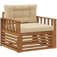 vidaXL Outdoor-Sofa Massives Akazienholz und Polyester Natur und Beige