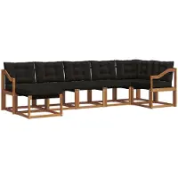 vidaXL Outdoor-Sofagarnitur 7 stk. Natürlich und Schwarz