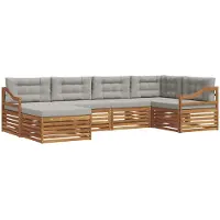 vidaXL Outdoor-Sofagarnitur mit Kissen 6 pcs Natürlich und Hellgrau