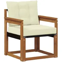 vidaXL Outdoor-Sofa Massives Akazienholz und Textilene Natur und Creme