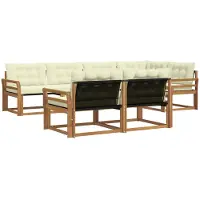 vidaXL Outdoor-Sofagarnitur 7 Stk. Natur und Creme