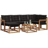 vidaXL Outdoor-Sofagarnitur 7 stk. Natürlich und Schwarz