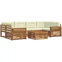 vidaXL Outdoor-Sofagarnitur 7 stk. Natur und Creme