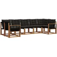 vidaXL Outdoor-Sofagarnitur 7 stk. Natürlich und Schwarz