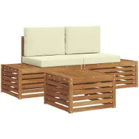 vidaXL Outdoor-Sofagarnitur mit Kissen Natur und Creme 59 x 59 x 37 cm