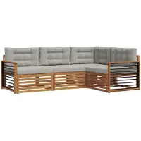 vidaXL Outdoor-Sofagarnitur mit Kissen 4 pcs Natürlich und Hellgrau