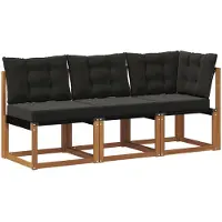 vidaXL Outdoor Mittel- und Ecksofa mit Kissen 3 Stück Natur