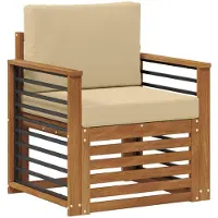 vidaXL Outdoor-Sofa Massives Akazienholz und Polyester Natur